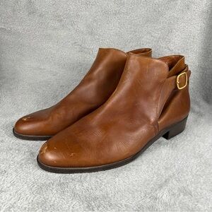 Bruno Magli Ankle Boots Men’s Size 11.5 Brown Leather Buckle Strap Almond Toe